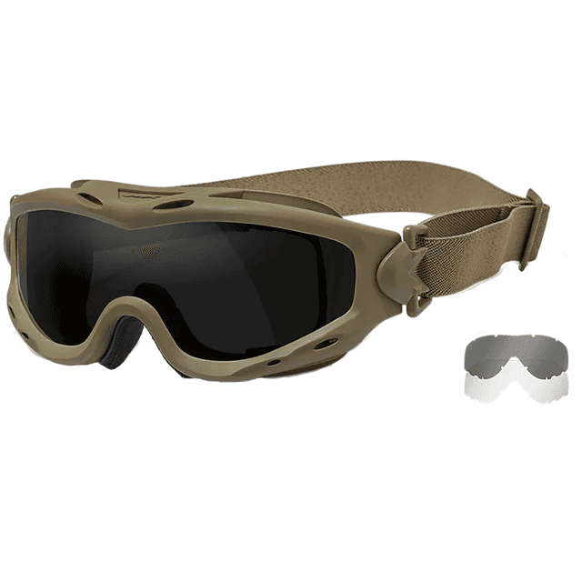 Wiley X Spear Goggles, Smoke Gray Lens Polycarbonate Tan Frame 100% UV Rating Scratch-Resistant - SP29T Wiley X Spear Goggles, Smoke Gray Lens Polycarbonate Tan Frame 100% UV Rating Scratch-Resistant - SP29T