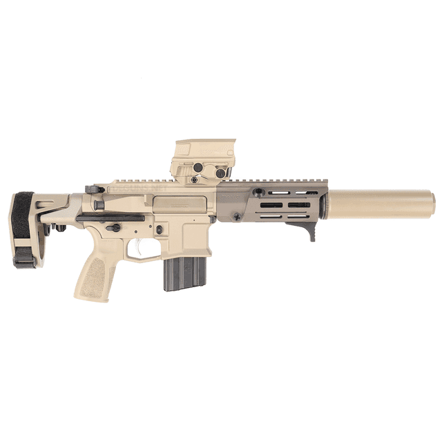Maxim Defense PDX 5.56 - 5.5" Barrel - ARID - SCW Brace - DSX-D Silencer (FDE) w/ Vortex UH1 (FDE) Maxim Defense PDX 5.56 - 5.5" Barrel - ARID - SCW Brace - DSX-D Silencer (FDE) w/ Vortex UH1 (FDE)