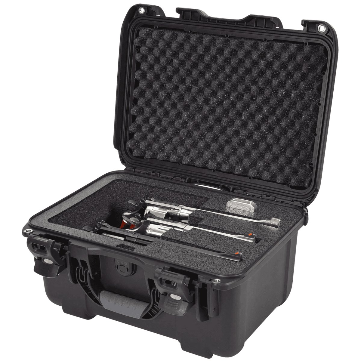 Nanuk 918 3 Up Revolver Case, Black Polymer w/ Foam Padding & Latches 14.90" L x 9.80" W x 8.60" H Interior Dimensions Dustproof / Impact Resistant / Shockproof / Waterproof - 918REV01 Nanuk 918 3 Up Revolver Case, Black Polymer w/ Foam Padding & Latches 14.90" L x 9.80" W x 8.60" H Interior Dimensions Dustproof / Impact Resistant / Shockproof / Waterproof - 918REV01
