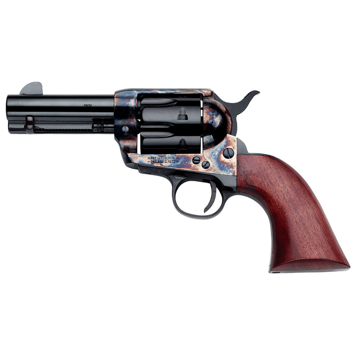 Pietta Great Western II Posse Revolver, 3.50" Steel Barrel Walnut Grip Exposed Hammer 6rd 9mm Luger - SA733024ML Pietta Great Western II Posse Revolver, 3.50" Steel Barrel Walnut Grip Exposed Hammer 6rd 9mm Luger - SA733024ML