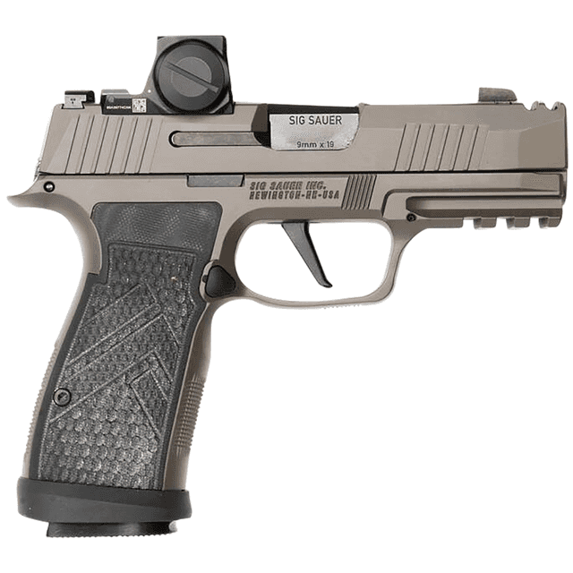 Sig Sauer P365 AXG Legion Pistol, 3.10" Black Carbon Steel Barrel Legion Gray Cerakote Optic Ready/Serrated Stainless Steel Slide&Frame w/Beavertail&Picatinny Rail Black G10 Chevron Grip Sig ROMEO-X Compact 17+1 9mm - 365AXGCA9LEGIONRXX Sig Sauer P365 AXG Legion Pistol, 3.10" Black Carbon Steel Barrel Legion Gray Cerakote Optic Ready/Serrated Stainless Steel Slide&Frame w/Beavertail&Picatinny Rail Black G10 Chevron Grip Sig ROMEO-X Compact 17+1 9mm - 365AXGCA9LEGIONRXX