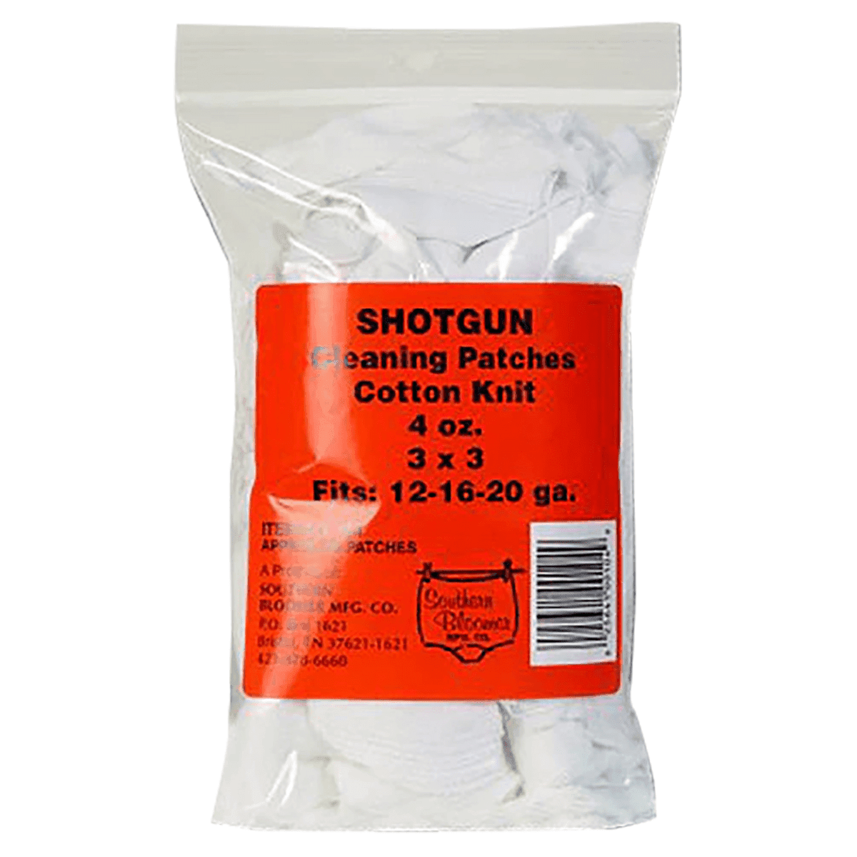 Southern Bloomer Cleaning Patches, 12/16/20 Gauge Shotgun Cotton 85/Bag - 104 Southern Bloomer Cleaning Patches, 12/16/20 Gauge Shotgun Cotton 85/Bag - 104