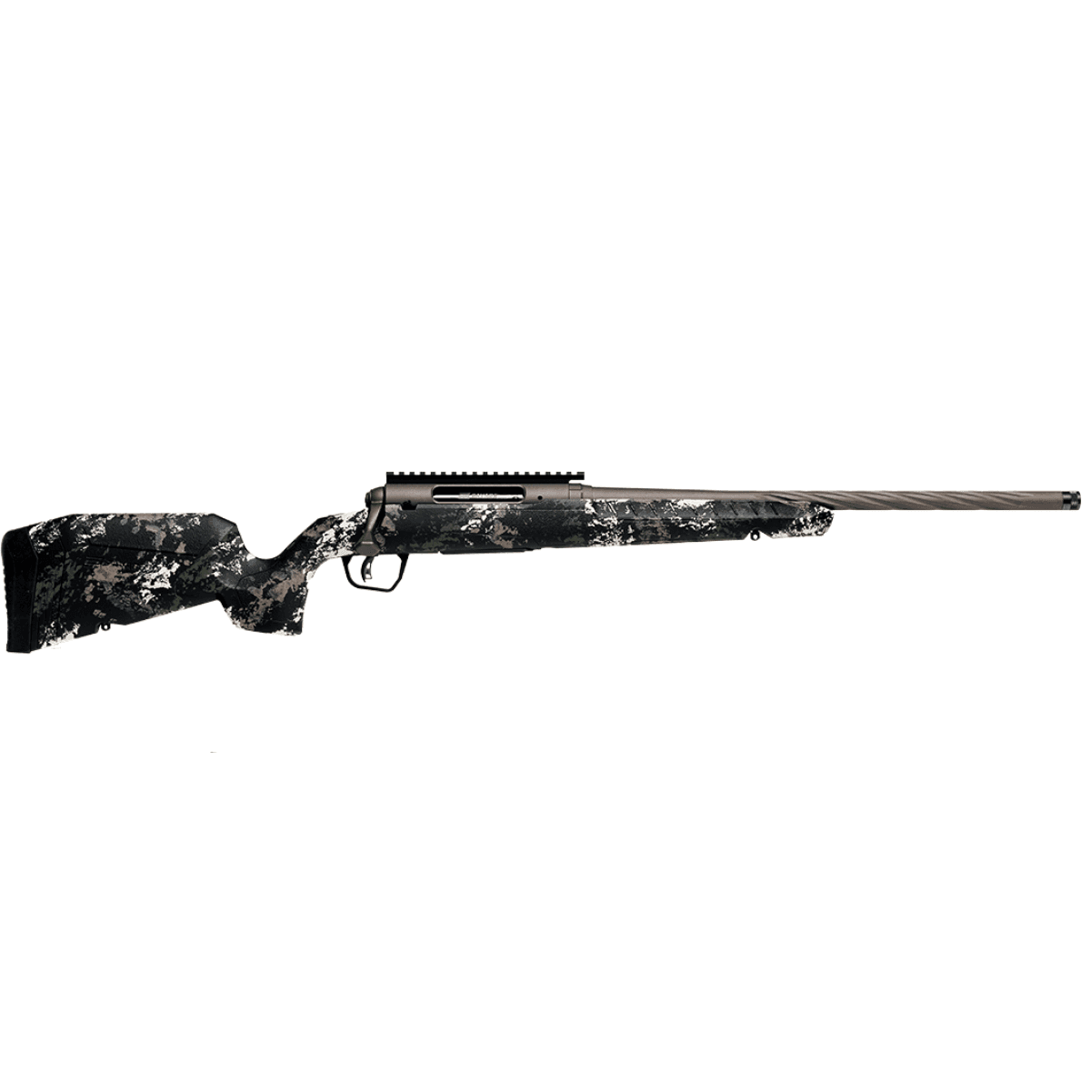 Savage Arms Axis 2 Pro Rifle, 20" Gun Metal Bronze Cerakote Spiral Fluted Threaded Barrel Gun Metal Bronze Cerakote Picatinny Rail Carbon Steel Receiver Fixed w/Pistol Grip Textured Forest SP Camo Right Hand Compact 4+1 350 Legend - 32385 Savage Arms Axis 2 Pro Rifle, 20" Gun Metal Bronze Cerakote Spiral Fluted Threaded Barrel Gun Metal Bronze Cerakote Picatinny Rail Carbon Steel Receiver Fixed w/Pistol Grip Textured Forest SP Camo Right Hand Compact 4+1 350 Legend - 32385