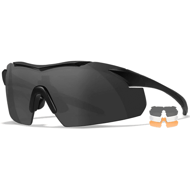 Wiley X Vapor Sunglasses, Polycarbonate Matte Black Frame Smoke Gray / Clear / Light Rust Anti-Fog 100% UV Rating - 3502 Wiley X Vapor Sunglasses, Polycarbonate Matte Black Frame Smoke Gray / Clear / Light Rust Anti-Fog 100% UV Rating - 3502