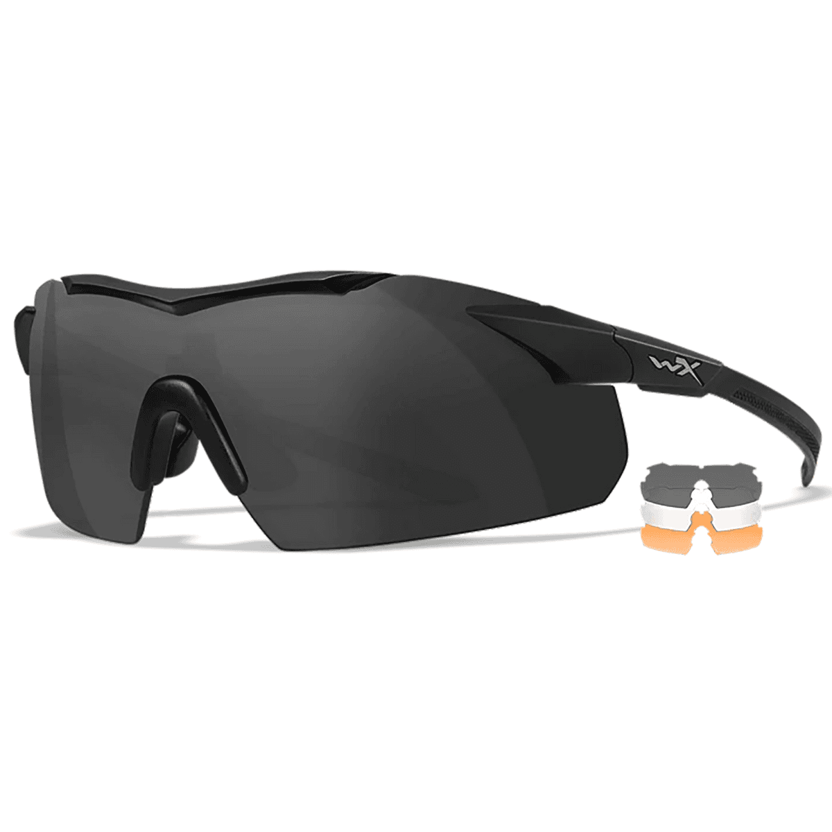 Wiley X Vapor Sunglasses, Polycarbonate Matte Black Frame Comm Temples Smoke Gray/Clear/Light Rust Lens Anti-Fog 100% UV Rating - 3552 Wiley X Vapor Sunglasses, Polycarbonate Matte Black Frame Comm Temples Smoke Gray/Clear/Light Rust Lens Anti-Fog 100% UV Rating - 3552
