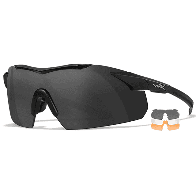 Wiley X Vapor Sunglasses, Polycarbonate Matte Black Frame Comm Temples Smoke Gray/Clear/Light Rust Lens Anti-Fog 100% UV Rating - 3552 Wiley X Vapor Sunglasses, Polycarbonate Matte Black Frame Comm Temples Smoke Gray/Clear/Light Rust Lens Anti-Fog 100% UV Rating - 3552