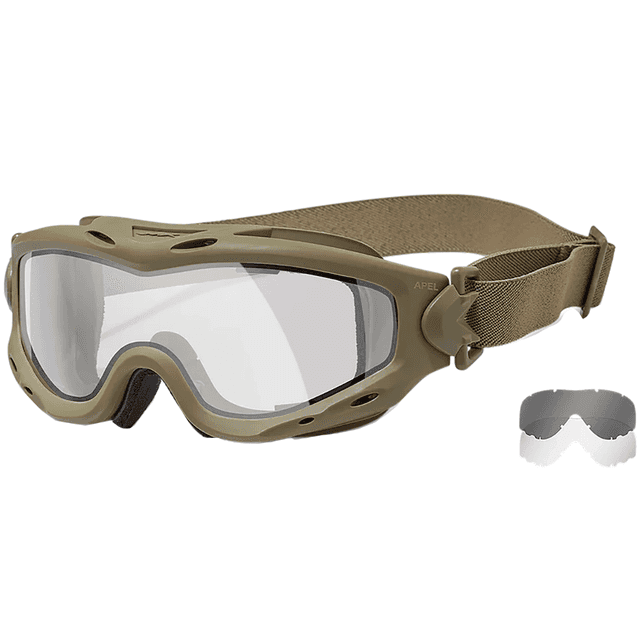 Wiley X Spear Apel Goggles, Clear Lens Tan Frame Scratch Resistant Shatterproof 100% UVA/UVB Protection - SP30DLT Wiley X Spear Apel Goggles, Clear Lens Tan Frame Scratch Resistant Shatterproof 100% UVA/UVB Protection - SP30DLT