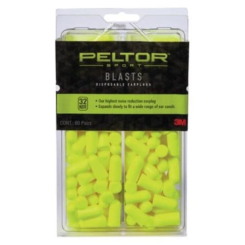 Peltor Blasts Disposable Earplugs, 32 dB, Qty 80 - Yellow PEL97082 Peltor Blasts Disposable Earplugs, 32 dB, Qty 80 - Yellow PEL97082