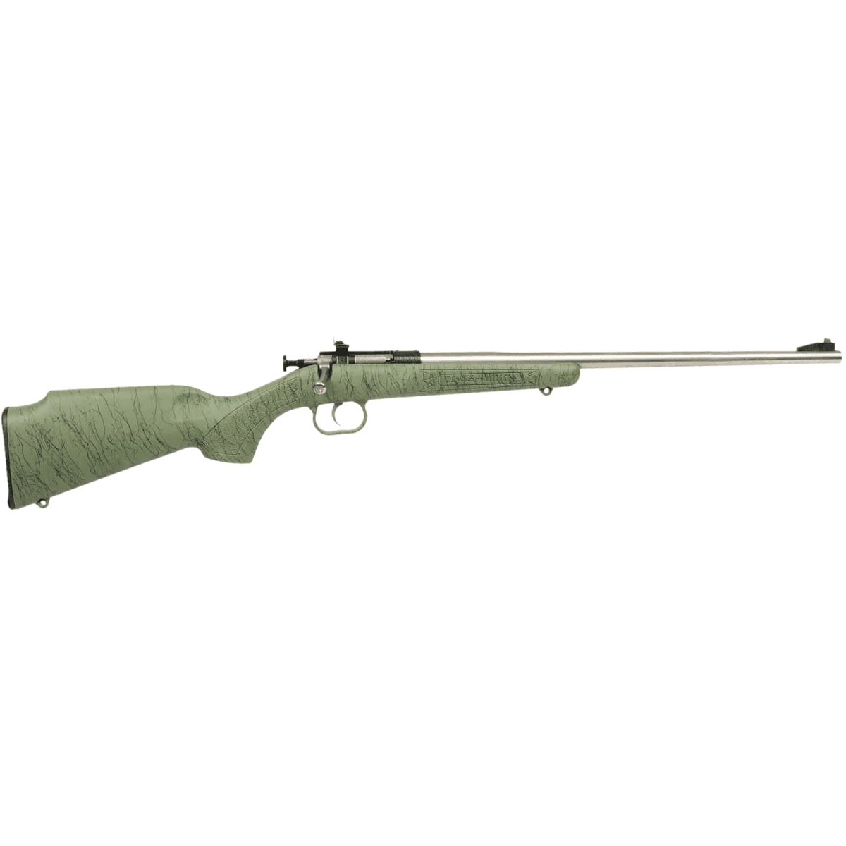 Crickett Gen2 Rifle, 16.13" Stainless Single Shot Barrel Stainless Steel Receiver Green w/Black Webbing Fixed Synthetic Stock Youth 1rd 22 LR - KSA2442 Crickett Gen2 Rifle, 16.13" Stainless Single Shot Barrel Stainless Steel Receiver Green w/Black Webbing Fixed Synthetic Stock Youth 1rd 22 LR - KSA2442