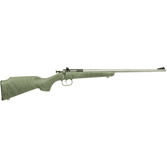 Crickett Gen2 Rifle, 16.13" Stainless Single Shot Barrel Stainless Steel Receiver Green w/Black Webbing Fixed Synthetic Stock Youth 1rd 22 LR - KSA2442 Crickett Gen2 Rifle, 16.13" Stainless Single Shot Barrel Stainless Steel Receiver Green w/Black Webbing Fixed Synthetic Stock Youth 1rd 22 LR - KSA2442