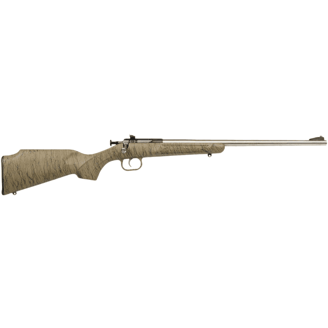 Crickett Gen2 Rifle, 16.13" Stainless Single Shot Barrel Stainless Steel Receiver Tan w/Black Webbing Fixed Synthetic Stock Youth 1rd 22 LR - KSA2443 Crickett Gen2 Rifle, 16.13" Stainless Single Shot Barrel Stainless Steel Receiver Tan w/Black Webbing Fixed Synthetic Stock Youth 1rd 22 LR - KSA2443