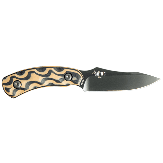 Southern Grind Jackal Pup Knife, 2.80" Fixed Drop Point Plain Black PVD 8670 Steel Blade 2.95" Black/Tan G10 3D Milled Handle - SG0508010601 Southern Grind Jackal Pup Knife, 2.80" Fixed Drop Point Plain Black PVD 8670 Steel Blade 2.95" Black/Tan G10 3D Milled Handle - SG0508010601