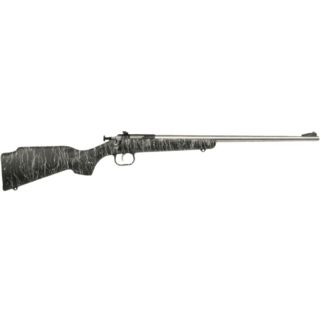 Crickett Gen2 Rifle, 16.13" Stainless Single Shot Barrel Stainless Steel Receiver Black w/White Webbing Fixed Synthetic Stock Youth 1rd 22 LR - KSA2444 Crickett Gen2 Rifle, 16.13" Stainless Single Shot Barrel Stainless Steel Receiver Black w/White Webbing Fixed Synthetic Stock Youth 1rd 22 LR - KSA2444