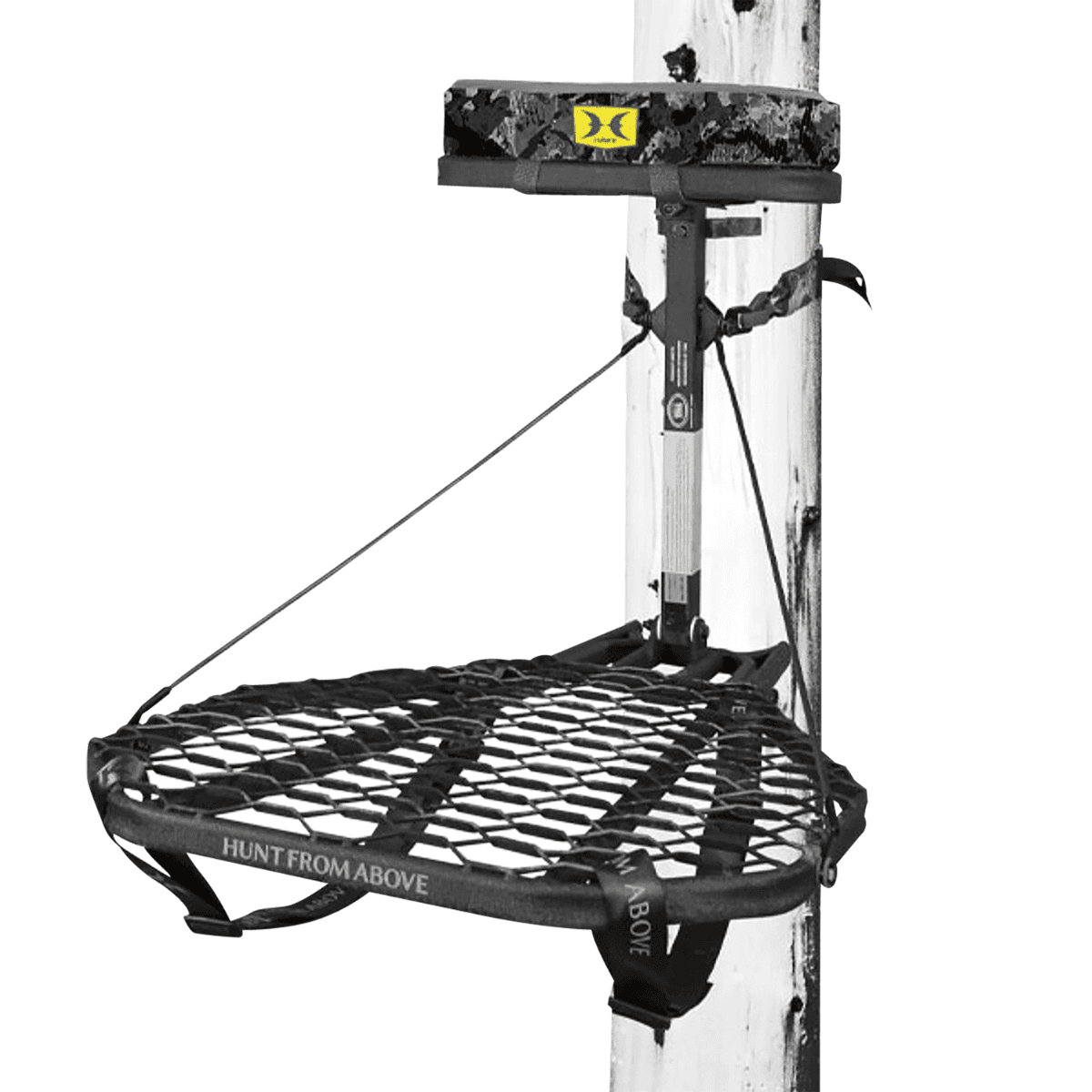 Hawk Mega Combat Hang-On Stand, Black 24" W x 30" D Includes Backpack Straps / Safety Harness / Seat - HWKHF2001 Hawk Mega Combat Hang-On Stand, Black 24" W x 30" D Includes Backpack Straps / Safety Harness / Seat - HWKHF2001