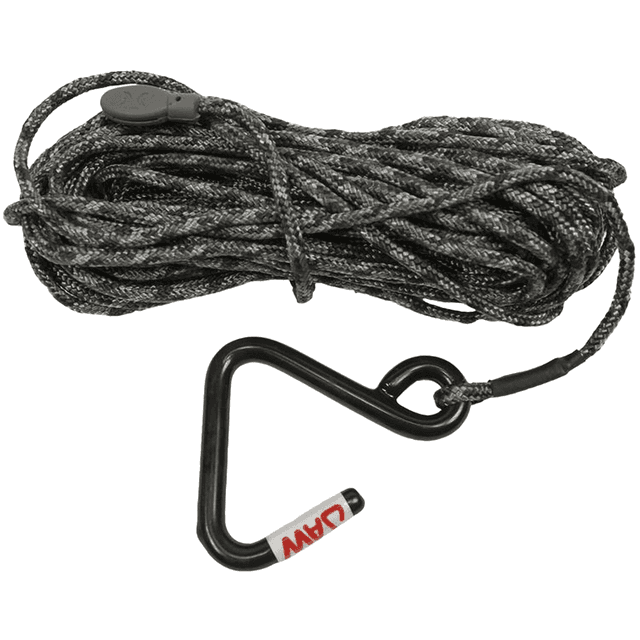 Hawk Jaw Hook Hoist Rope, Black 35' Long Weather Resistant 75 lbs Capacity - HWKHA3032 Hawk Jaw Hook Hoist Rope, Black 35' Long Weather Resistant 75 lbs Capacity - HWKHA3032