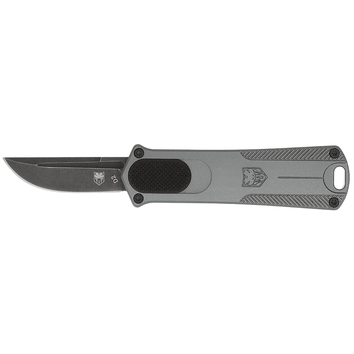 CobraTec Knives California 952 *CA Compliant Knife, 1.75" OTF Drop Point Plain Black Stonewashed D2 Steel Blade 3" Gray Anodized Aluminum Handle - CALI952GRYDNS CobraTec Knives California 952 *CA Compliant Knife, 1.75" OTF Drop Point Plain Black Stonewashed D2 Steel Blade 3" Gray Anodized Aluminum Handle - CALI952GRYDNS