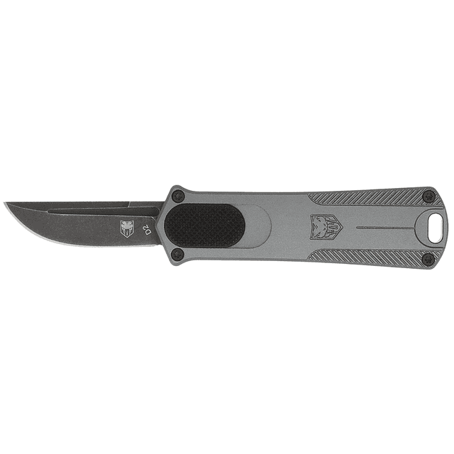 CobraTec Knives California 952 *CA Compliant Knife, 1.75" OTF Drop Point Plain Black Stonewashed D2 Steel Blade 3" Gray Anodized Aluminum Handle - CALI952GRYDNS CobraTec Knives California 952 *CA Compliant Knife, 1.75" OTF Drop Point Plain Black Stonewashed D2 Steel Blade 3" Gray Anodized Aluminum Handle - CALI952GRYDNS