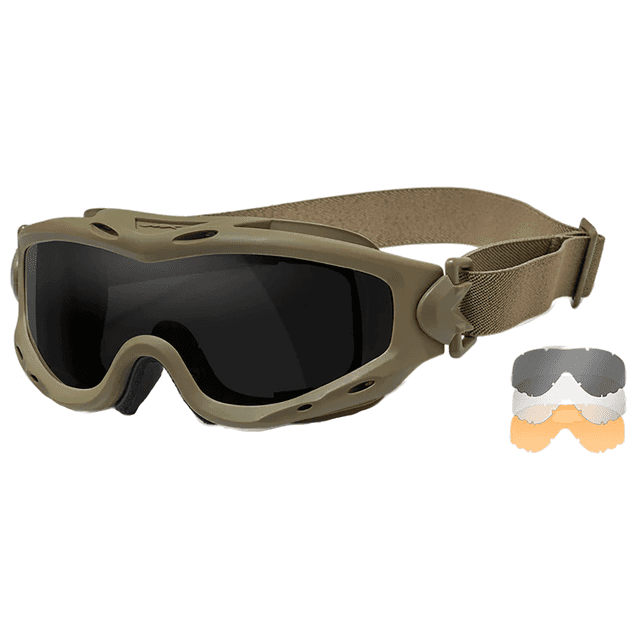 Wiley X Spear Goggles, Smoke Gray/Clear/Light Rust Lens Tan Frame Scratch-Resistant 100% UV Rating - SP293T Wiley X Spear Goggles, Smoke Gray/Clear/Light Rust Lens Tan Frame Scratch-Resistant 100% UV Rating - SP293T