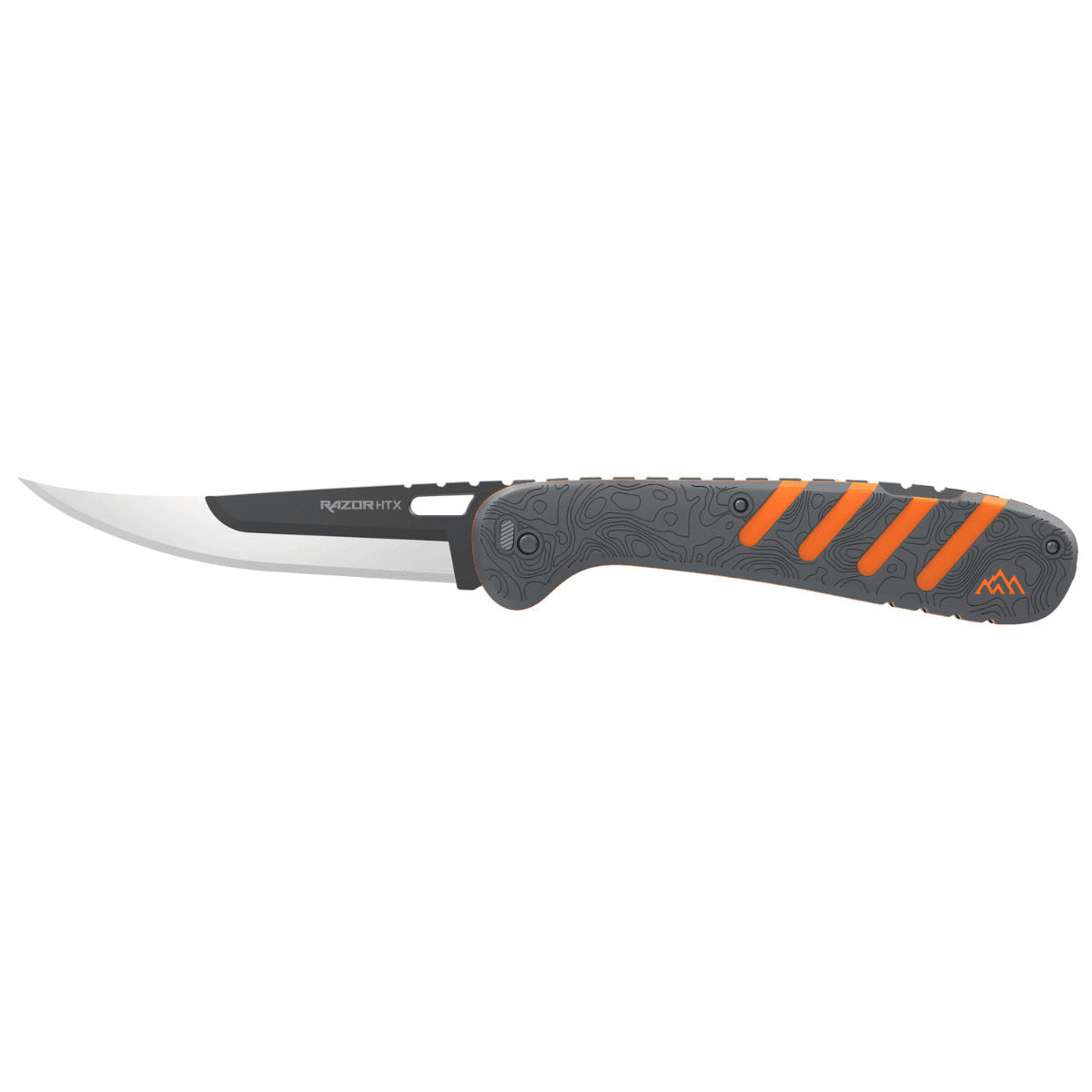 Outdoor Edge Razor HTX Knife, 5'' Plain Stainless Steel Blade Folding Ruberized Aluminum Handle Grey/Orange - HTX50Y6C Outdoor Edge Razor HTX Knife, 5'' Plain Stainless Steel Blade Folding Ruberized Aluminum Handle Grey/Orange - HTX50Y6C