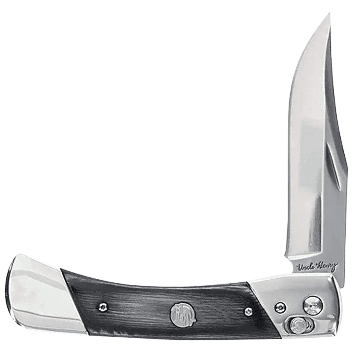 Uncle Henry PLB7 Bear Paw Knife, 3.80" Folding Plain 7Cr17MoV SS Blade Black/SS Wood Laminate Handle - 1222013 Uncle Henry PLB7 Bear Paw Knife, 3.80" Folding Plain 7Cr17MoV SS Blade Black/SS Wood Laminate Handle - 1222013