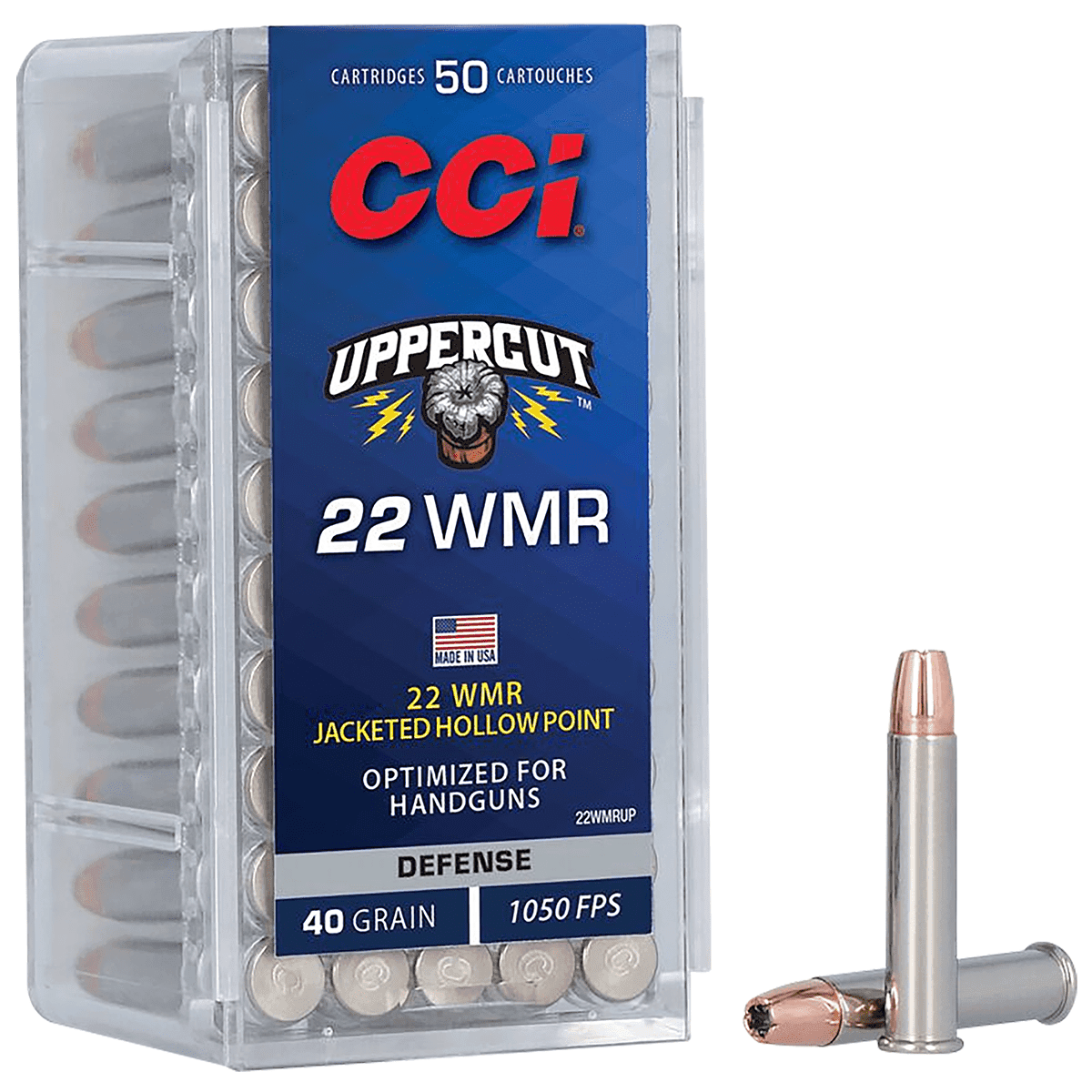 CCI 22WMRUP Uppercut 22WMR 40gr Jacketed Hollow Point 50 Per Box CCI 22WMRUP Uppercut 22WMR 40gr Jacketed Hollow Point 50 Per Box