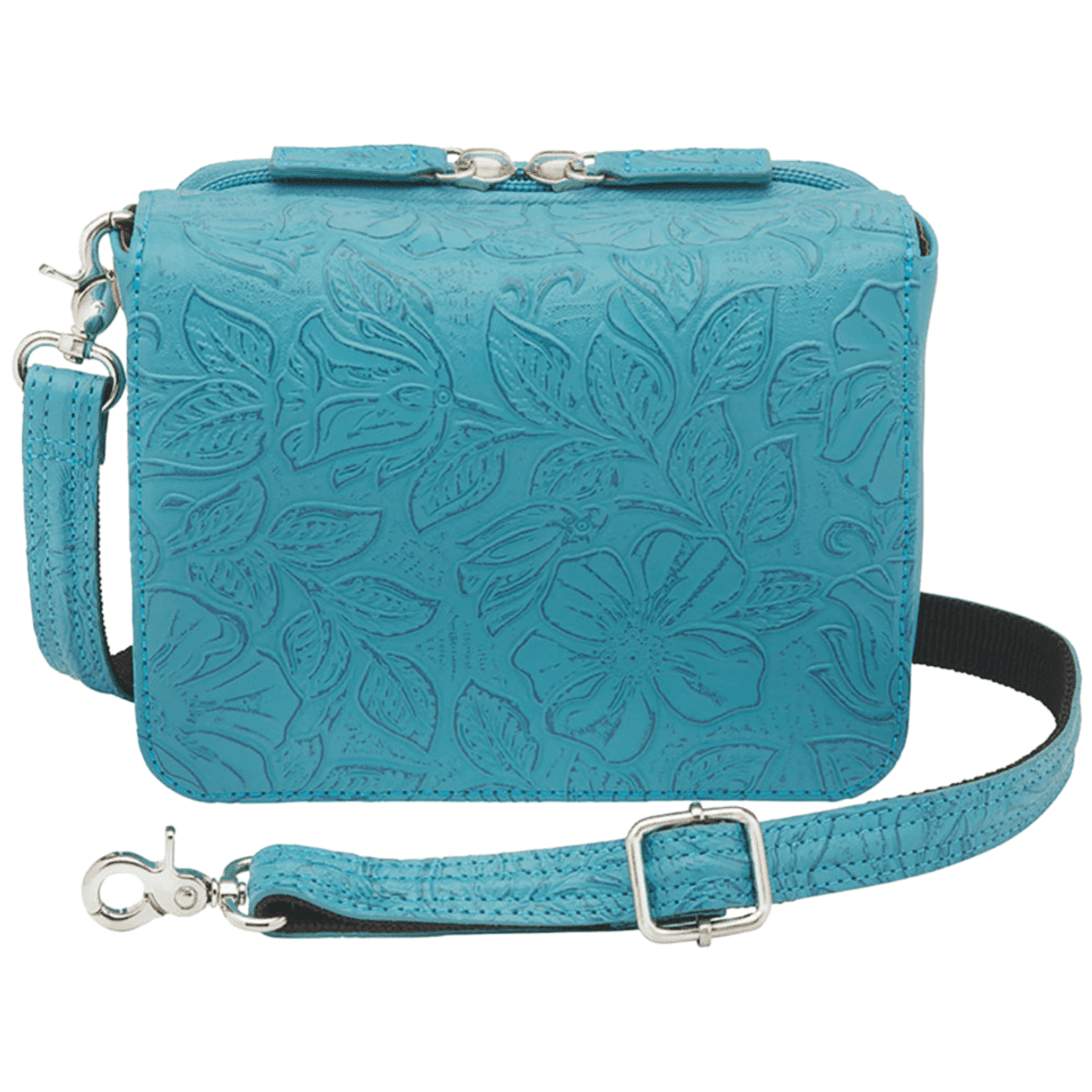 Gun Tote'n Mamas/Kingport Cross-Body Bag Purse, Turquoise Leather Debossed USA Cowhide - GTM15TLDBLUE Gun Tote'n Mamas/Kingport Cross-Body Bag Purse, Turquoise Leather Debossed USA Cowhide - GTM15TLDBLUE