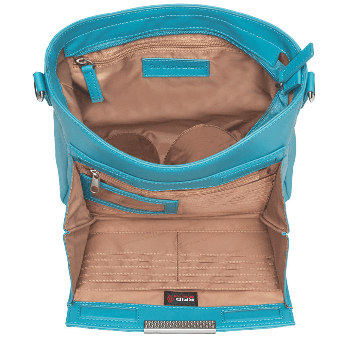 Gun Tote'n Mamas/Kingport Slim X-Body Purse, Turquoise Leather Debossed USA Cowhide Cross-Body Zipper / Magnetic - GTM98TLDTBLUE Gun Tote'n Mamas/Kingport Slim X-Body Purse, Turquoise Leather Debossed USA Cowhide Cross-Body Zipper / Magnetic - GTM98TLDTBLUE