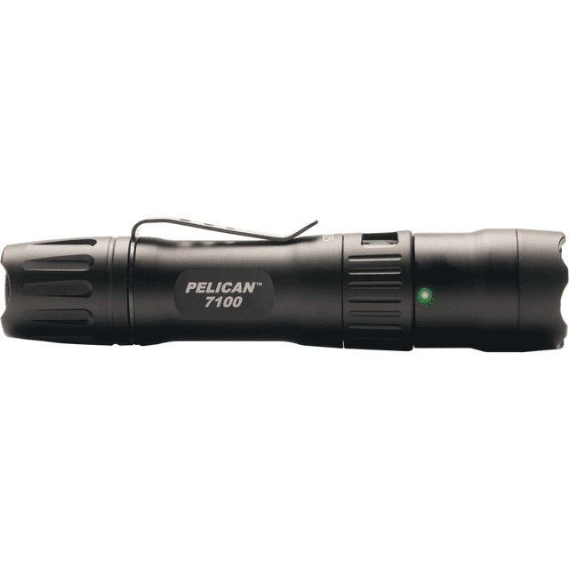 Pelican Tactical Flashlight, 5.12" OAL Black Anodized 33/348/695 Lumens White LED Flashlight / Rechargeable 14500 Battery / USB Charging Cable / Pocket Clip 38-194 Meters - 7100 Pelican Tactical Flashlight, 5.12" OAL Black Anodized 33/348/695 Lumens White LED Flashlight / Rechargeable 14500 Battery / USB Charging Cable / Pocket Clip 38-194 Meters - 7100