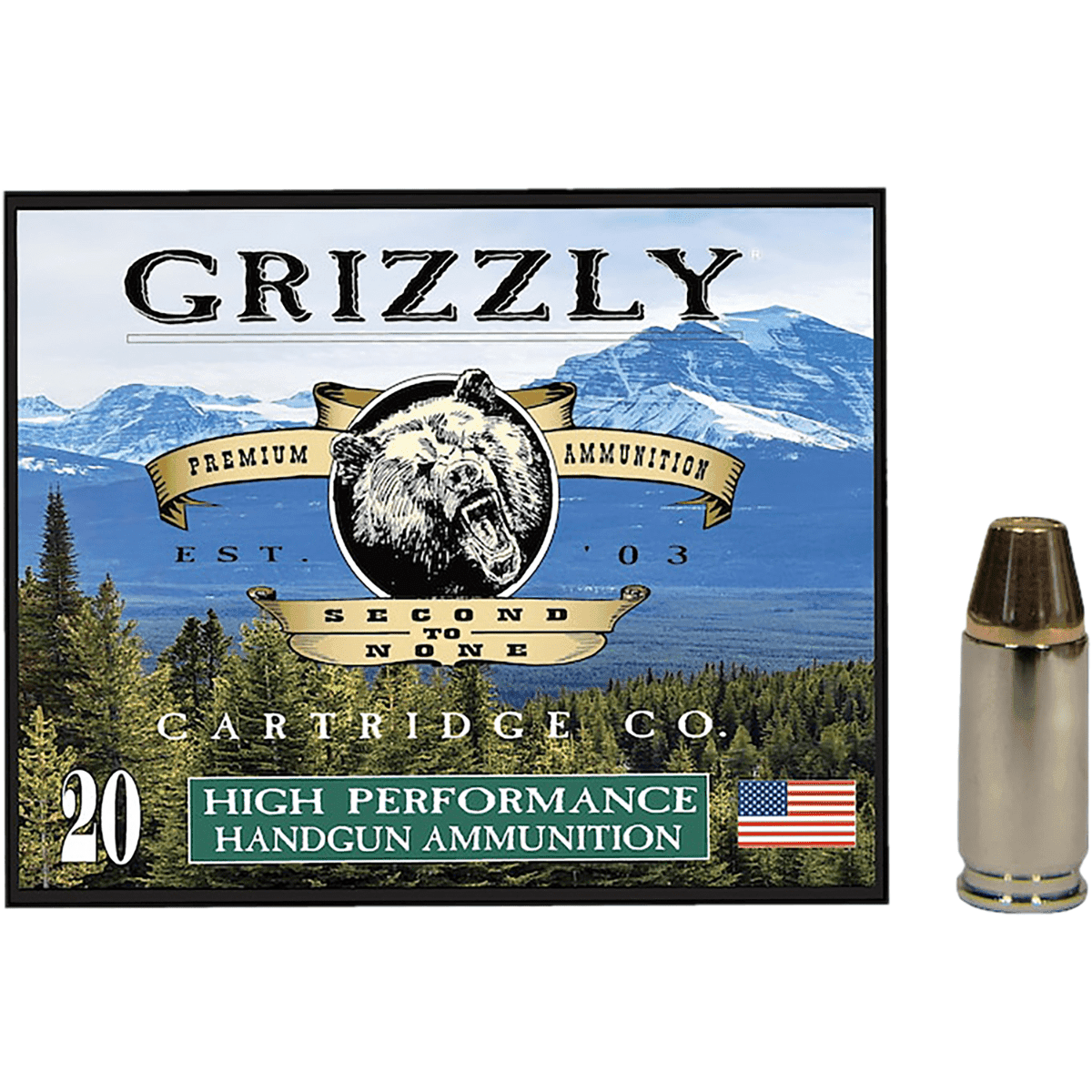 Grizzly Ammo Full Metal Jacket Flat Point Ammo, +P 124gr 20 Per Box/10 Case 9mm - GC9+P+4 Grizzly Ammo Full Metal Jacket Flat Point Ammo, +P 124gr 20 Per Box/10 Case 9mm - GC9+P+4