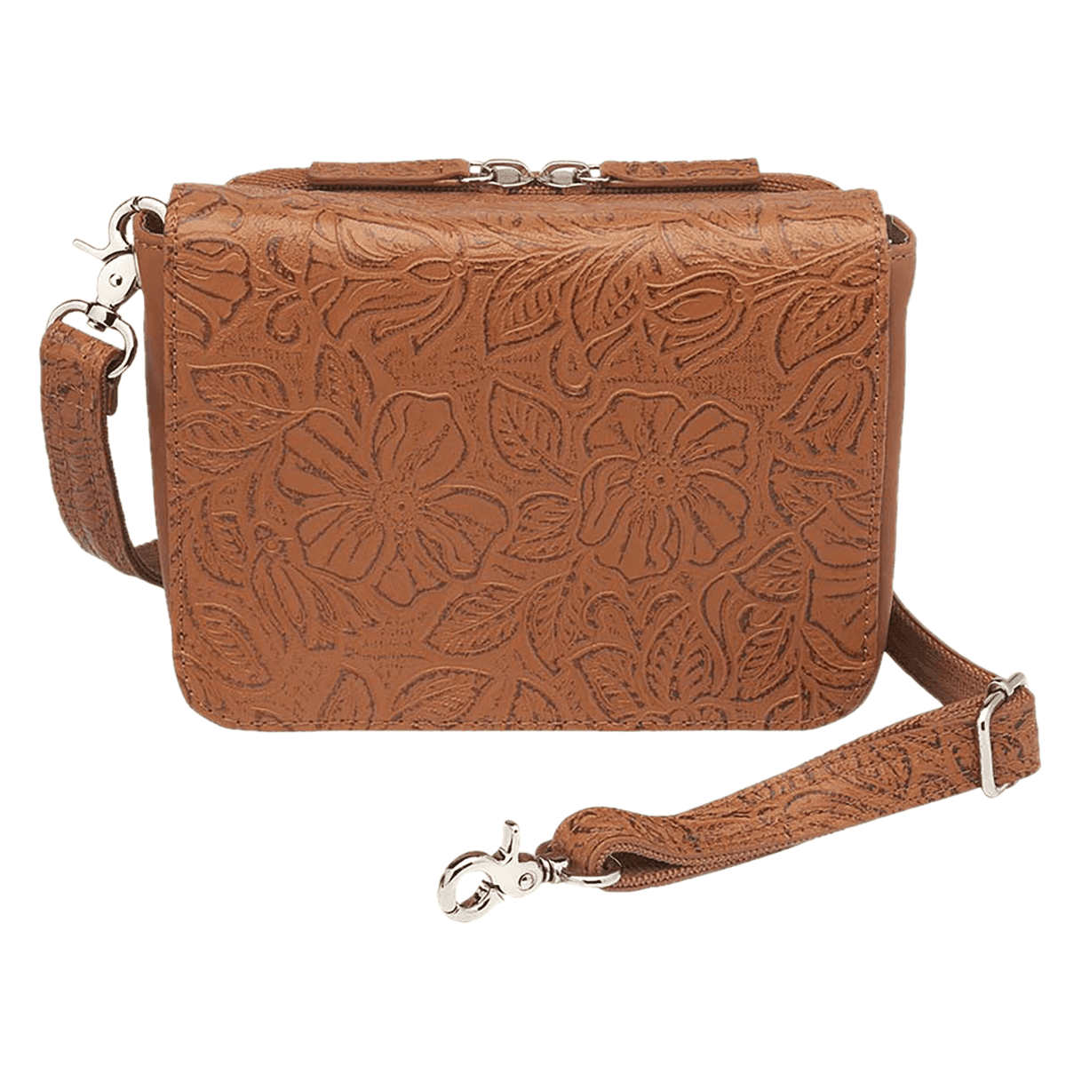 Gun Tote'n Mamas/Kingport Crossbody Organizer, Tan Leather Debossed USA Cowhide Cross-Body Bag Zipper / Magnetic Includes Mini Holster - GTM15TLD/TN Gun Tote'n Mamas/Kingport Crossbody Organizer, Tan Leather Debossed USA Cowhide Cross-Body Bag Zipper / Magnetic Includes Mini Holster - GTM15TLD/TN
