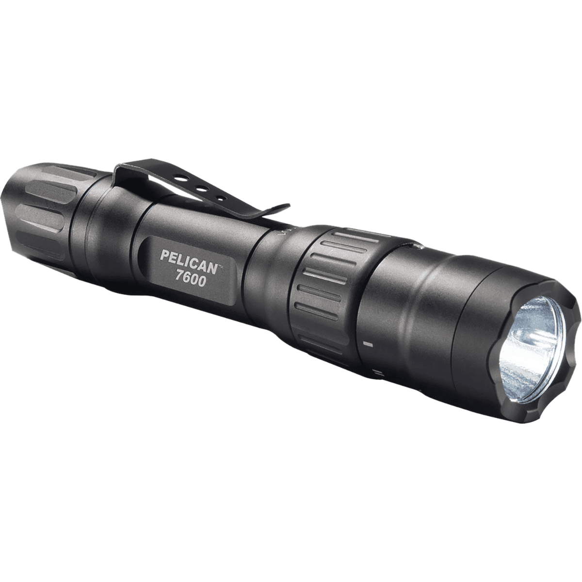 Pelican Tactical Flashlight, 6.19" OAL Black Anodized 37/479/944 Lumens White/Red/Green LED Tail Cap Waterproof - 7600 Pelican Tactical Flashlight, 6.19" OAL Black Anodized 37/479/944 Lumens White/Red/Green LED Tail Cap Waterproof - 7600