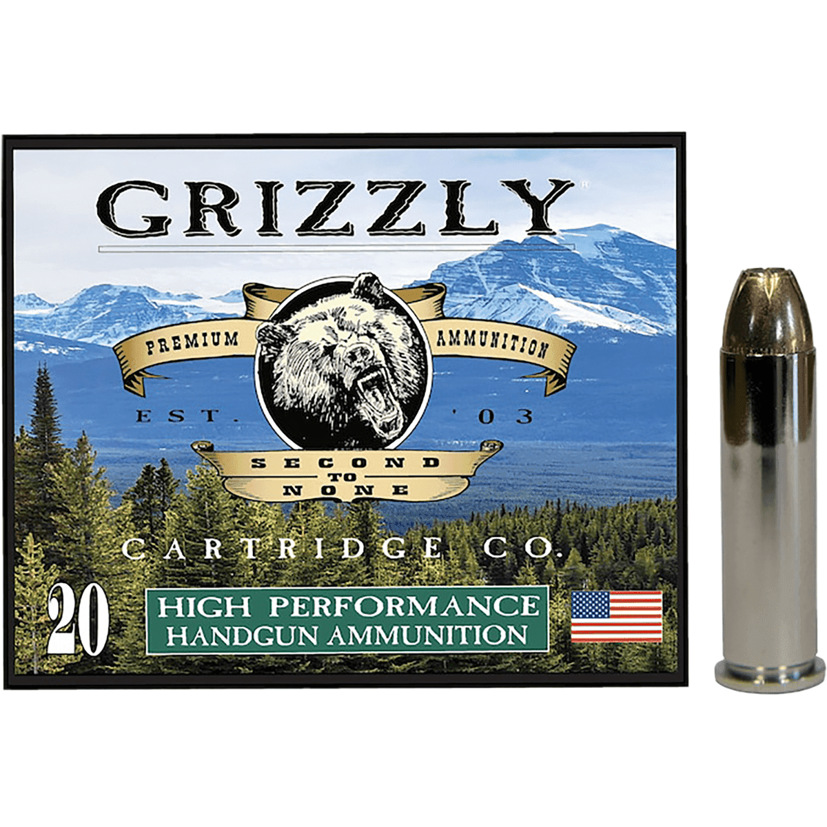 Grizzly Ammo Jacketed Hollow Point Ammo, 148gr 20 Per Box/10 Case 357Mag - GC357M9 Grizzly Ammo Jacketed Hollow Point Ammo, 148gr 20 Per Box/10 Case 357Mag - GC357M9