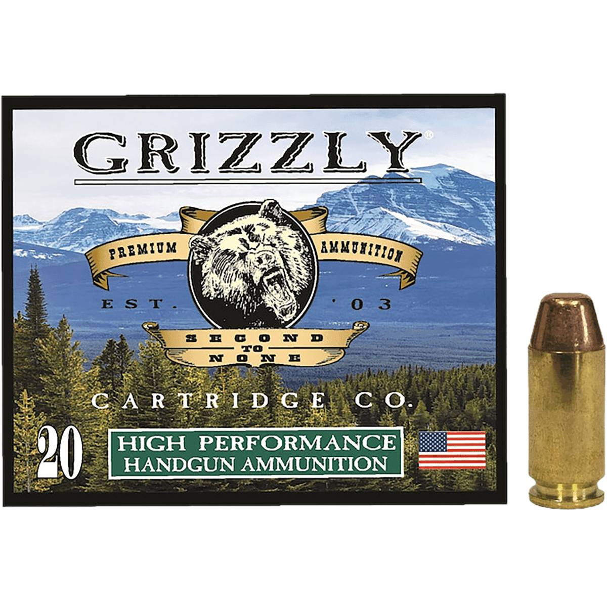 Grizzly Ammo Full Metal Jacket Flat Point Ammo, 200gr 20 Per Box/10 Case 40S&W - GC40SW5 Grizzly Ammo Full Metal Jacket Flat Point Ammo, 200gr 20 Per Box/10 Case 40S&W - GC40SW5