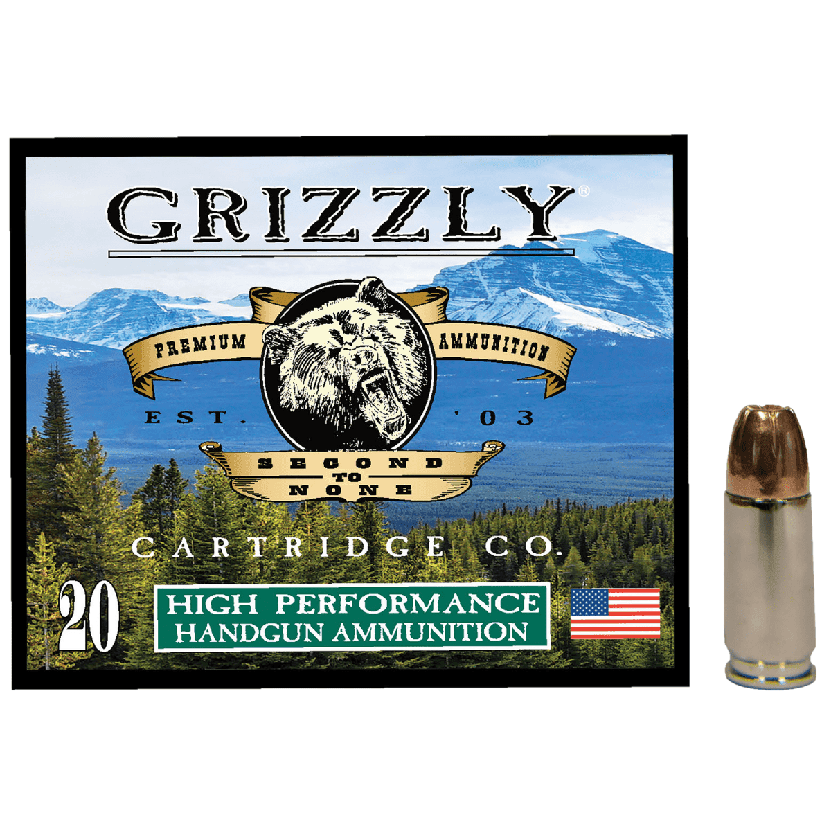 Grizzly Ammo Jacketed Hollow Point Ammo, 124gr 20 Per Box/10 Case 9mm - GC9MM2 Grizzly Ammo Jacketed Hollow Point Ammo, 124gr 20 Per Box/10 Case 9mm - GC9MM2