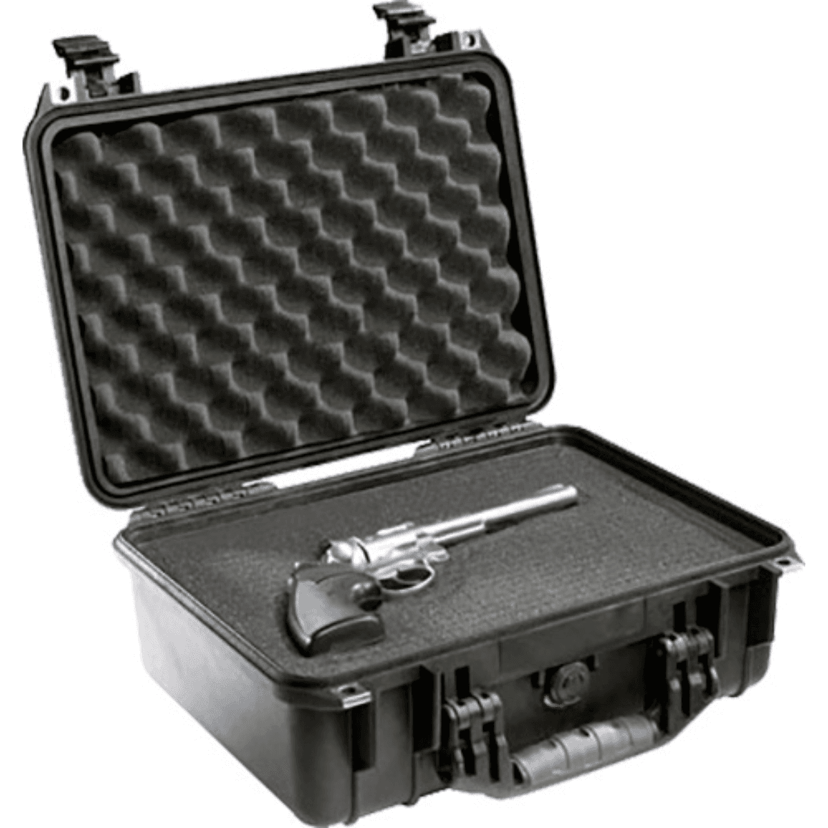 Pelican Protector Case, Black Polypropylene Holds Handgun Crush/ Dust Proof / Watertight Foam Padding 14.66" L x 10.24" W x 6.12" D Interior Dimensions - 1450000110 Pelican Protector Case, Black Polypropylene Holds Handgun Crush/ Dust Proof / Watertight Foam Padding 14.66" L x 10.24" W x 6.12" D Interior Dimensions - 1450000110