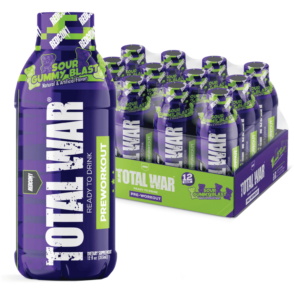 Redcon1 Total War Ready to Drink, Sour Gummy 12 oz 12 Pack - RC1TWRTDSGB-12 Redcon1 Total War Ready to Drink, Sour Gummy 12 oz 12 Pack - RC1TWRTDSGB-12