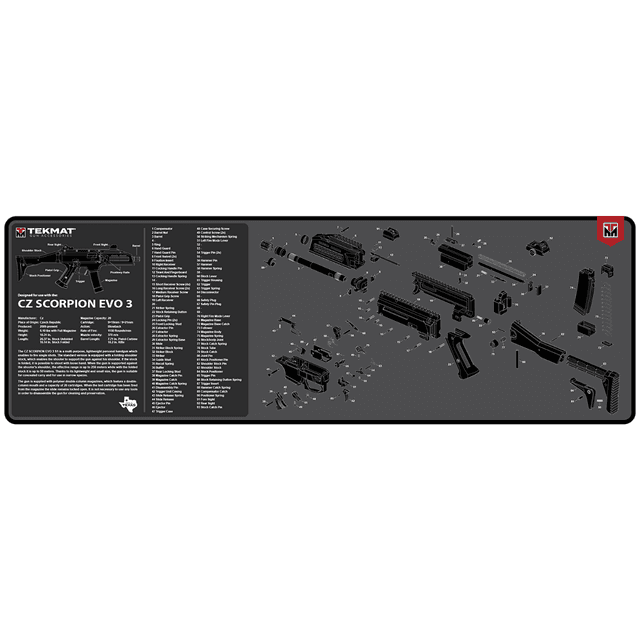 TekMat CZ Scorpion EVO 3 Cleaning Mat, Black/Gray Rubber 12"x36" CZ Scorpion EVO 3 Parts Diagram Against Chipping / Scratching Oil / Water Resistant - TEKR36CZSCORPION TekMat CZ Scorpion EVO 3 Cleaning Mat, Black/Gray Rubber 12"x36" CZ Scorpion EVO 3 Parts Diagram Against Chipping / Scratching Oil / Water Resistant - TEKR36CZSCORPION