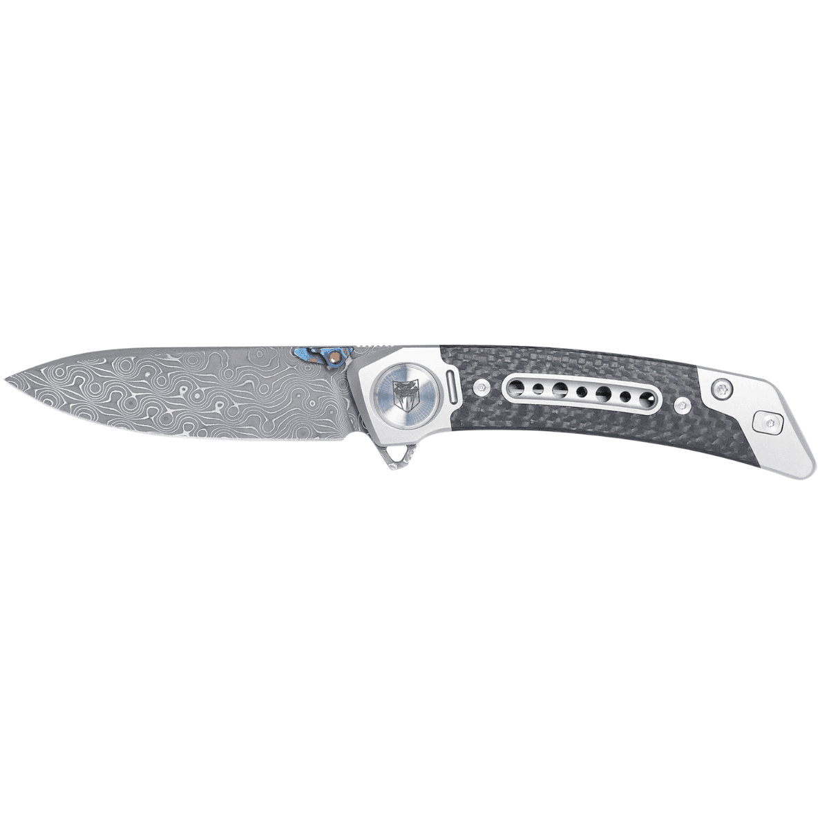 CobraTec Knives Emperor Knife, 3" Folding Drop Point Plain Damascus VG-10 SS Blade 4.25" Carbon Fiber/SS Titanium Handle - CTEMPDAMDNS CobraTec Knives Emperor Knife, 3" Folding Drop Point Plain Damascus VG-10 SS Blade 4.25" Carbon Fiber/SS Titanium Handle - CTEMPDAMDNS