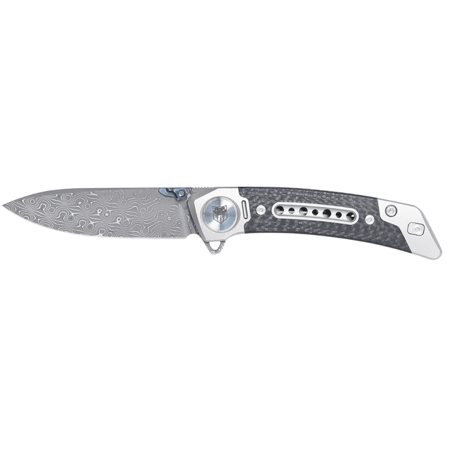 CobraTec Knives Emperor Knife, 3" Folding Drop Point Plain Damascus VG-10 SS Blade 4.25" Carbon Fiber/SS Titanium Handle - CTEMPDAMDNS CobraTec Knives Emperor Knife, 3" Folding Drop Point Plain Damascus VG-10 SS Blade 4.25" Carbon Fiber/SS Titanium Handle - CTEMPDAMDNS