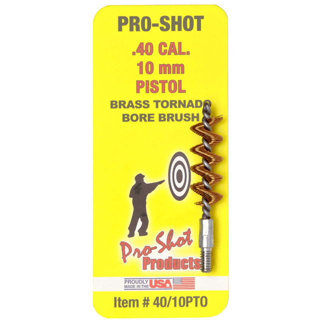 Pro-Shot Tornado Bore Brush, #8-32 Thread Brass Spiral Wound Loop Removes Fouling Pistol .40/ 10mm Cal - 4010PTO Pro-Shot Tornado Bore Brush, #8-32 Thread Brass Spiral Wound Loop Removes Fouling Pistol .40/ 10mm Cal - 4010PTO