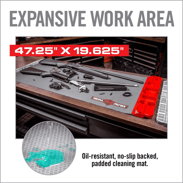 Real Avid Smart Mat, XL Black/Red 47.25" x 19.63" Oil Resistant for Firearms - AVXLVISM Real Avid Smart Mat, XL Black/Red 47.25" x 19.63" Oil Resistant for Firearms - AVXLVISM
