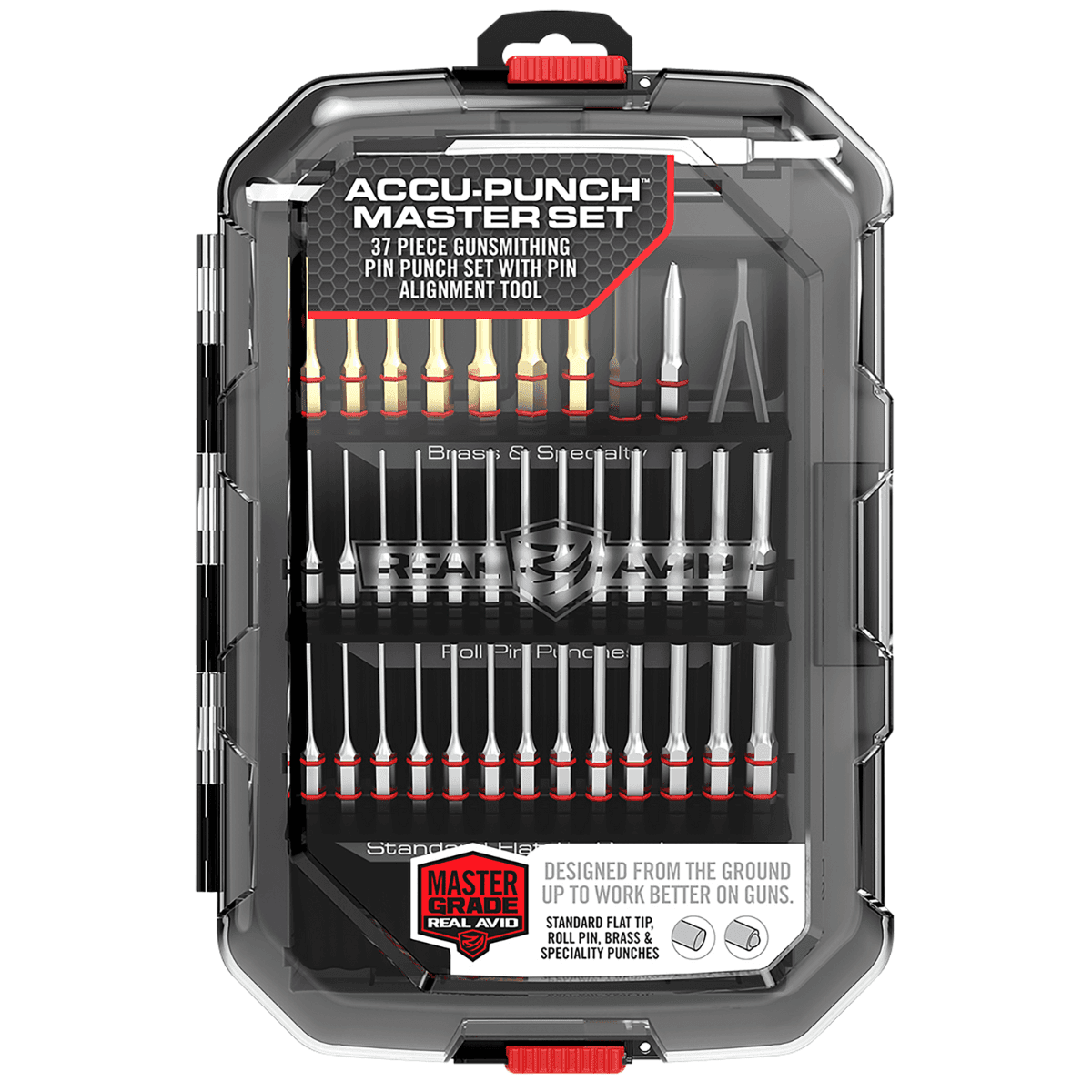 Real Avid Accu-Punch Master Set, Black 37 Pieces Includes Pin Alignment Tool Universal Firearm - AVMAPS Real Avid Accu-Punch Master Set, Black 37 Pieces Includes Pin Alignment Tool Universal Firearm - AVMAPS