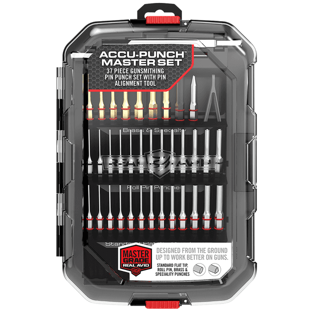 Real Avid Accu-Punch Master Set, Black 37 Pieces Includes Pin Alignment Tool Universal Firearm - AVMAPS Real Avid Accu-Punch Master Set, Black 37 Pieces Includes Pin Alignment Tool Universal Firearm - AVMAPS
