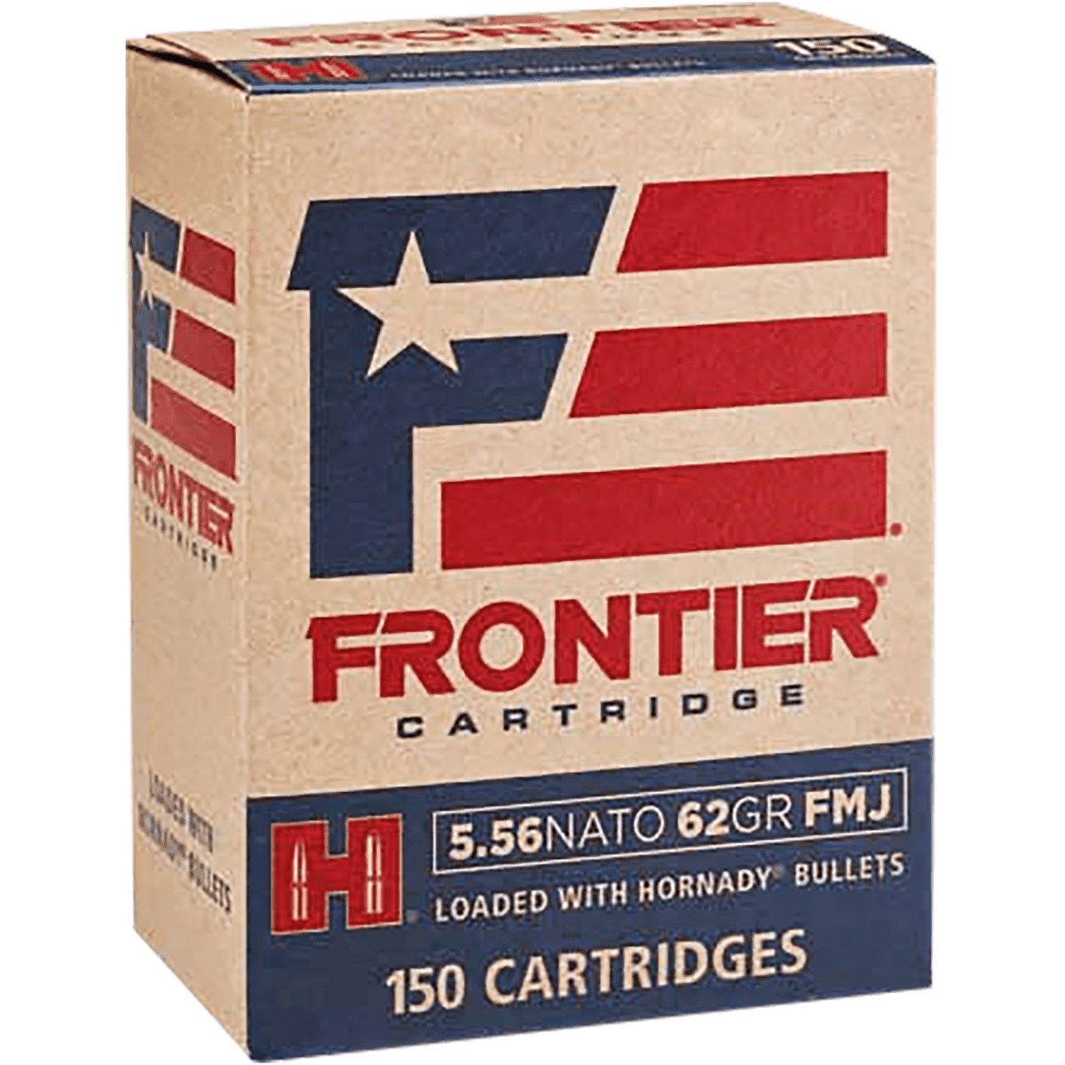 Frontier Cartridge Military Grade Centerfire Rifle Ammo, 62gr Full Metal Jacket Small Game 150 Per Box/8 Case 5.56x45mm NATO - FR2615 Frontier Cartridge Military Grade Centerfire Rifle Ammo, 62gr Full Metal Jacket Small Game 150 Per Box/8 Case 5.56x45mm NATO - FR2615
