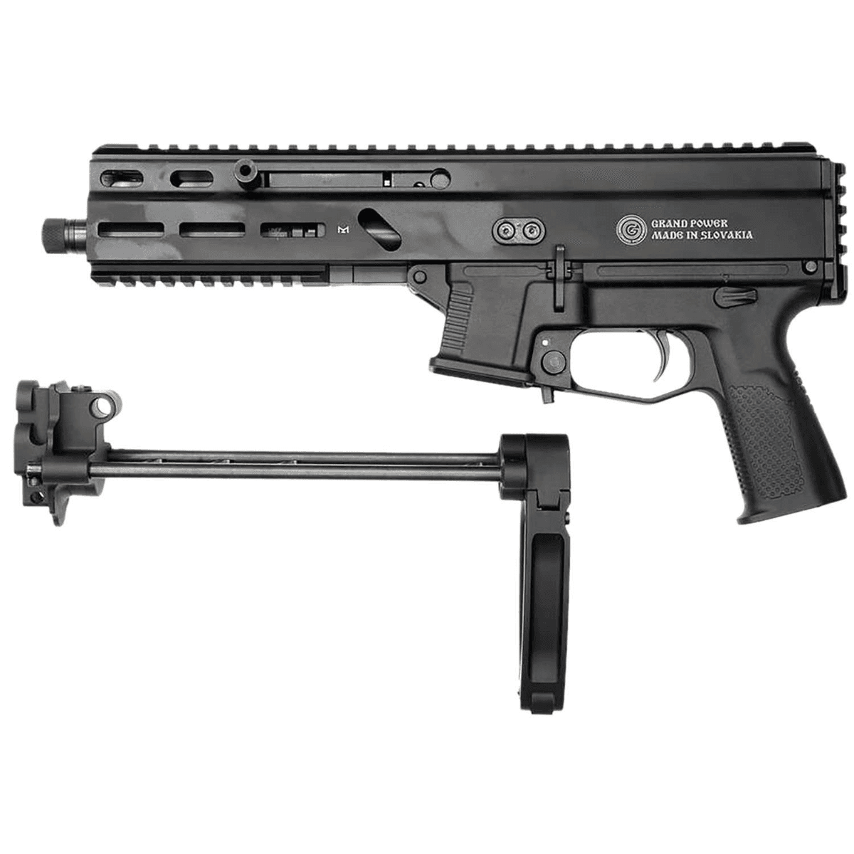 Grand Power Stribog SP10A3 Pistol, 8" Black Threaded Barrel Black Aluminum Picatinny Rail Receiver Black Polymer PDW Tailhook Brace Black Polymer Grip Thread Protector 20+1rd 10mm Auto - 197892004855 Grand Power Stribog SP10A3 Pistol, 8" Black Threaded Barrel Black Aluminum Picatinny Rail Receiver Black Polymer PDW Tailhook Brace Black Polymer Grip Thread Protector 20+1rd 10mm Auto - 197892004855