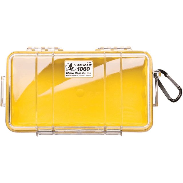 Pelican Micro Case, Yellow/Clear Polycarbonate 9.88" Long Crush/ Dust Proof / Watertight Foam Padding 8.25" x 4.25" x 2.25" Interior Dimensions - 1060027100 Pelican Micro Case, Yellow/Clear Polycarbonate 9.88" Long Crush/ Dust Proof / Watertight Foam Padding 8.25" x 4.25" x 2.25" Interior Dimensions - 1060027100