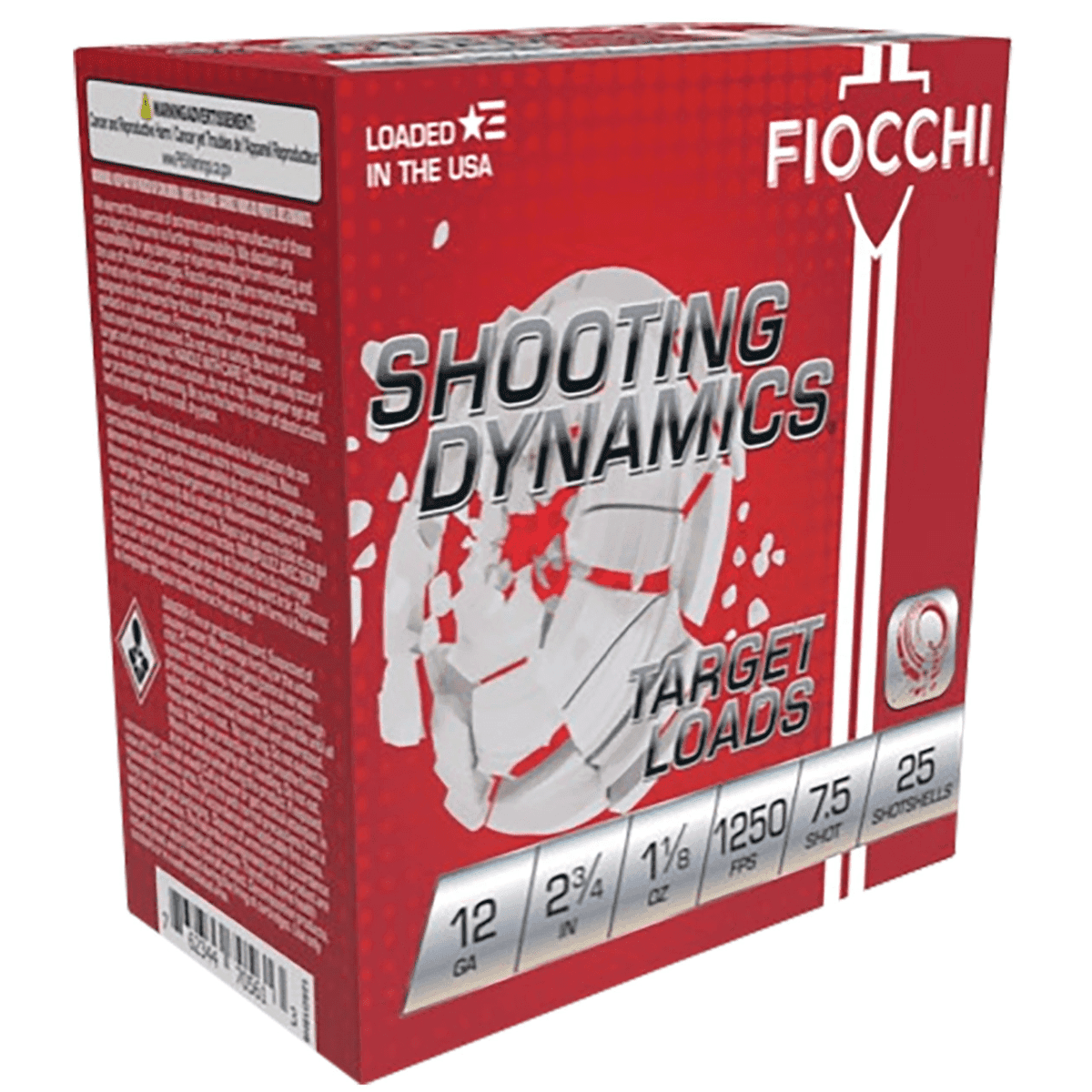 Fiocchi Shooting Dynamics Cartridges, 2.75" 1 1/8oz 7.5Shot 25 Per Box/10 Case 12 Gauge - 12SD18X7 Fiocchi Shooting Dynamics Cartridges, 2.75" 1 1/8oz 7.5Shot 25 Per Box/10 Case 12 Gauge - 12SD18X7
