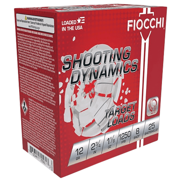 Fiocchi Shooting Dynamics Cartridges, 2.75" 1 1/8oz 8Shot 25 Per Box/10 Case 12 Gauge - 12SD18X8 Fiocchi Shooting Dynamics Cartridges, 2.75" 1 1/8oz 8Shot 25 Per Box/10 Case 12 Gauge - 12SD18X8