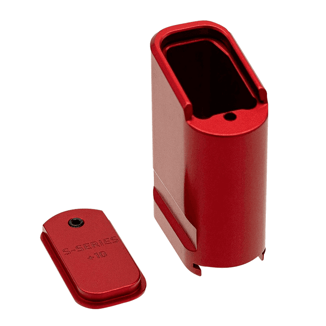 Shield Arms SAS15ME10RED Magazine Extension Extended 10rd Compatible w/ Shield Arms S15 Magazine Red Anodized Aluminum Shield Arms SAS15ME10RED Magazine Extension Extended 10rd Compatible w/ Shield Arms S15 Magazine Red Anodized Aluminum