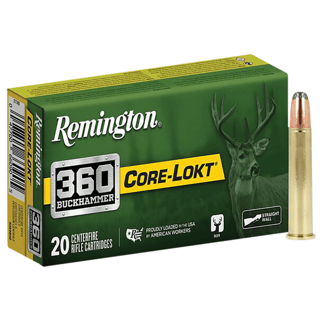 Remington Ammunition Core-Lokt Ammo, 180gr Soft Point Core Lokt 20 Per Box/10 Case 360 Buckhammer - R27742 Remington Ammunition Core-Lokt Ammo, 180gr Soft Point Core Lokt 20 Per Box/10 Case 360 Buckhammer - R27742